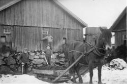 Møkkjøring i Søgarn, Gauterud i 1950. Johan til venstre, Han
