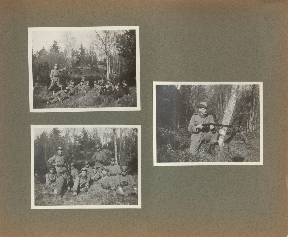 Gruppfoto av soldater från Göta livgarde I 2 i skogen.
