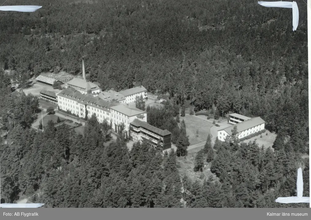 Flygfoto över sanatoriet i Målilla.