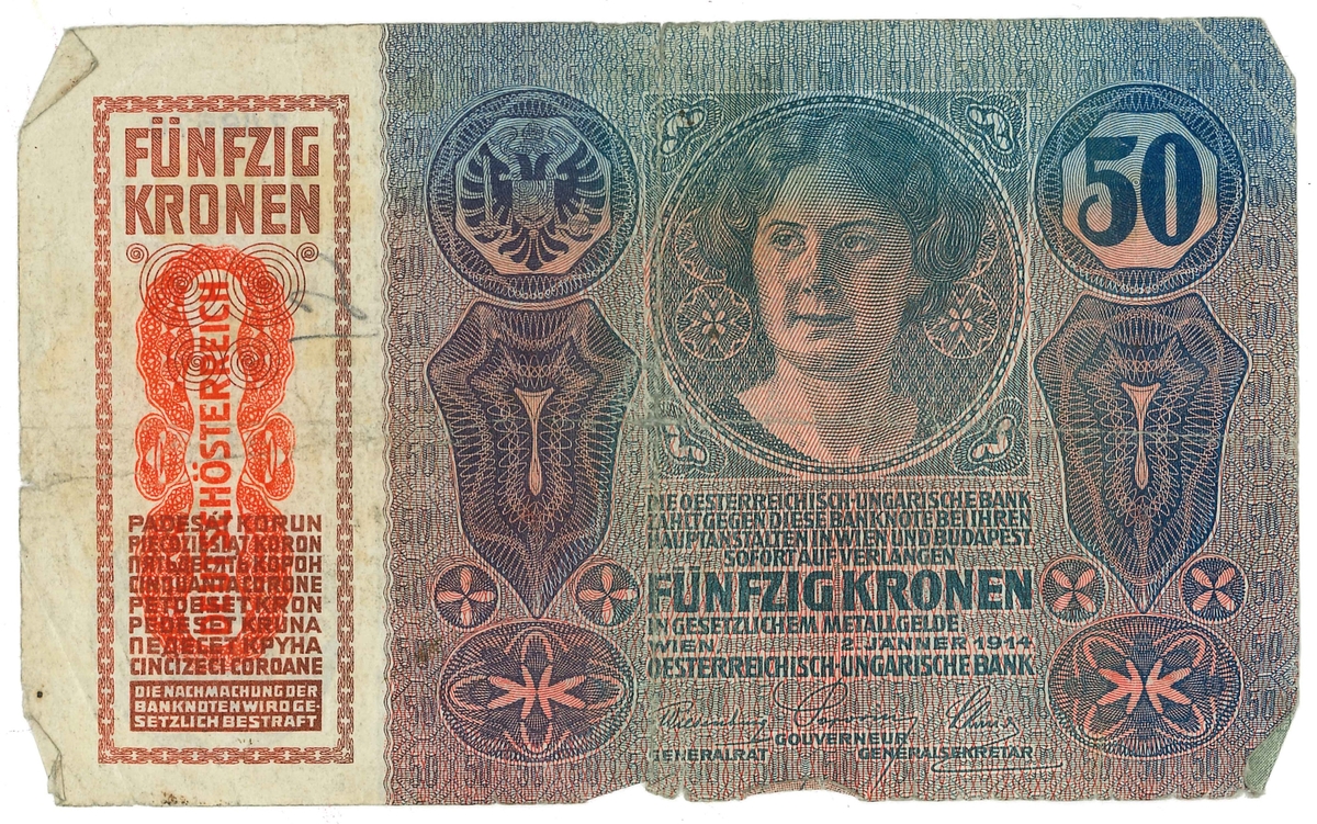 Sedel från Österrike 
År: 1920
Valör: 50 Kronor

Ingår i en samling med sedlar och nödsedlar från Österike.