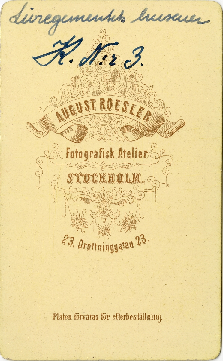 Porträtt av friherre Fritz Henrik von Essen, officer vid Livregementets husarer K 3.

Se även bild AMA.000809 och AMA.0001036.