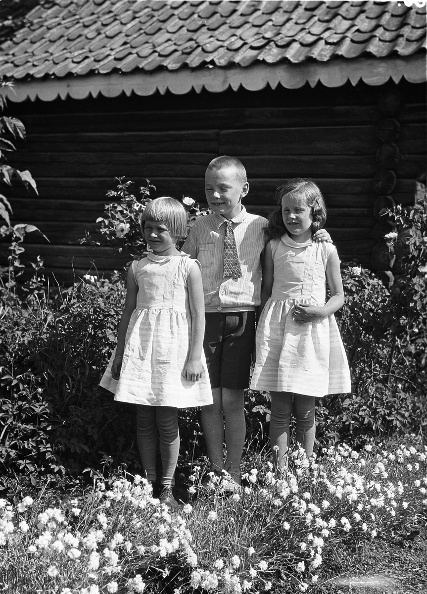 To bilder fra Alfstadhaug på Lillo, Østre Toten. Barna er fra venstre (bilde nr. 1), alle med etternavn Hveem: Kari, Per, og Else.
