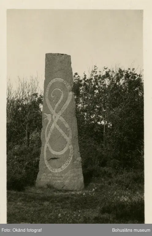 Stenblock med dekor av slingrande orm samt inskriptionen"Kapten I. C Weltmann, 1875 - 1900, Faryget Laguna"