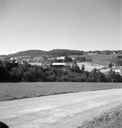 Børsa fotografert fra Børsa kirke mot vest, med Hammer og Of