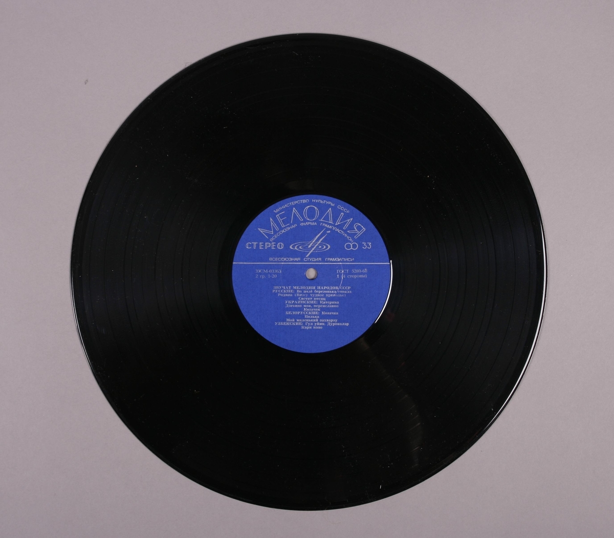 Grammofonplate i svart vinyl og uoriginalt plateomslag i papir. Påskrift på baksiden av plateomslaget hvor det står "Ulike meloder fra forskj. områder!".  Plata ligger i en plastlomme.