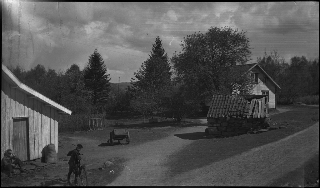 Harald Bergsaker og fotografen besøker flere små gårdsbruk og bygder i Strand kommune. Det er bilder fra landskap, bebyggelse, barn, sauer og lam. Frukttrærne står i full blomst.