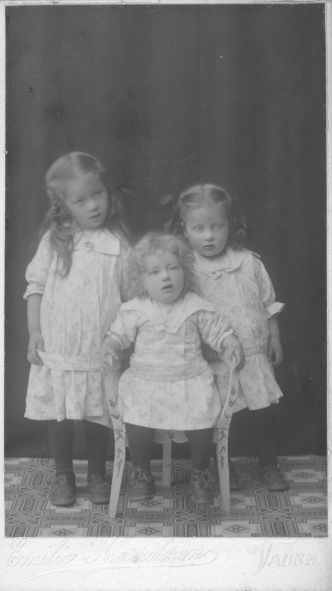 Album med portrettbilder. Albumet har tilhørt Aksel Konrad Mikkola og hans hustru Kathinka Marie, f. Mikkelsen. Det er nå i Solbjørg Mikkolas eie. Navnene til de portretterte er for en stor del ukjente, men mange er fra Neiden og Sør-Varanger. Kathinka kom opprinnelig fra Lofoten, og en del av bildene viser hennes familie i Nordland