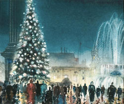 Juletre på Trafalgar Square, London [akvarell]
