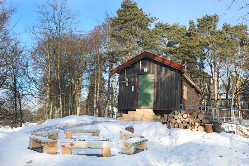 DNT-hytta Hovinkoia på Norsk Folkmuseum 7. februar 2018.