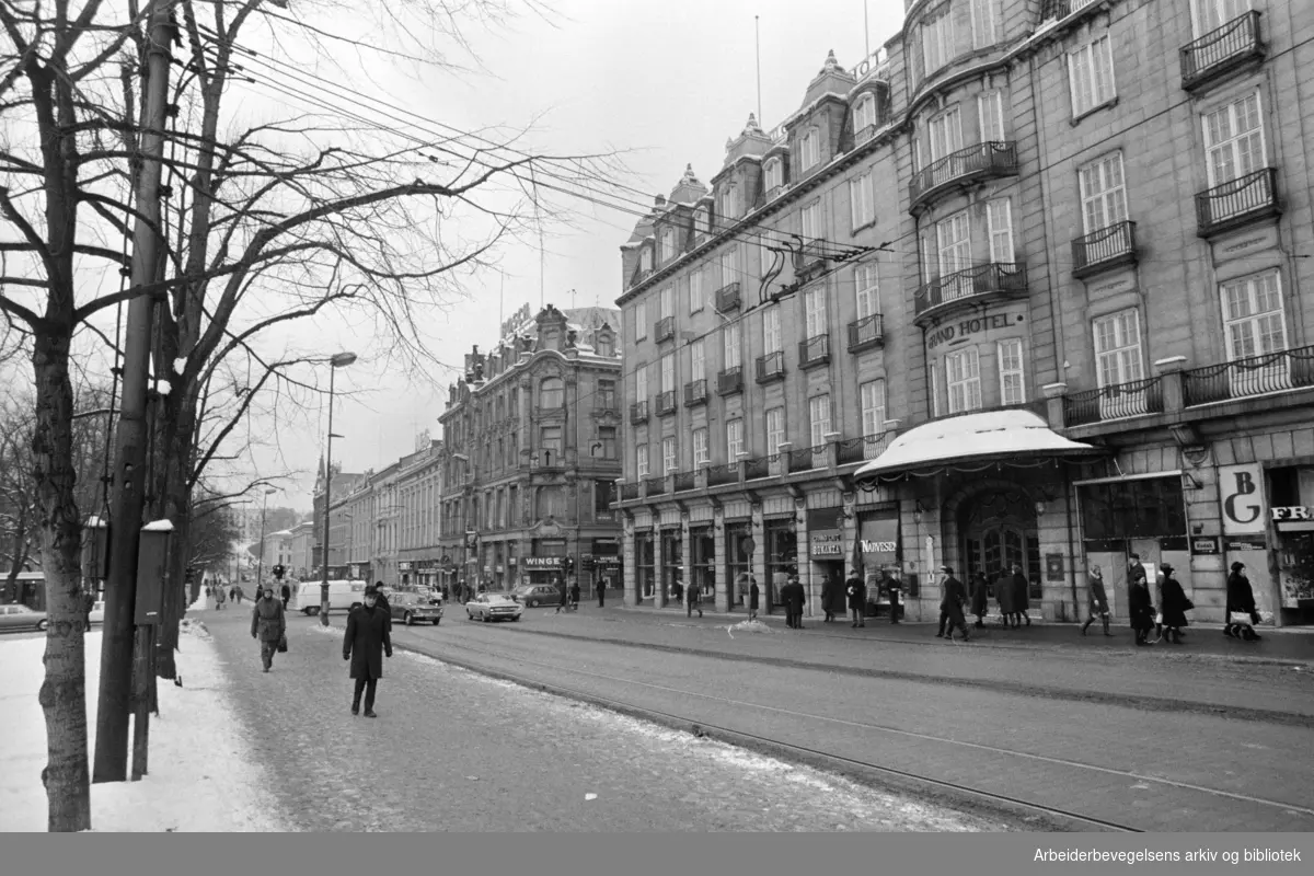 Karl Johans gate. Januar 1970