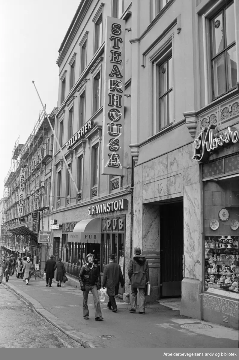 Karl Johans gate. Gallaghers. Mars 1978