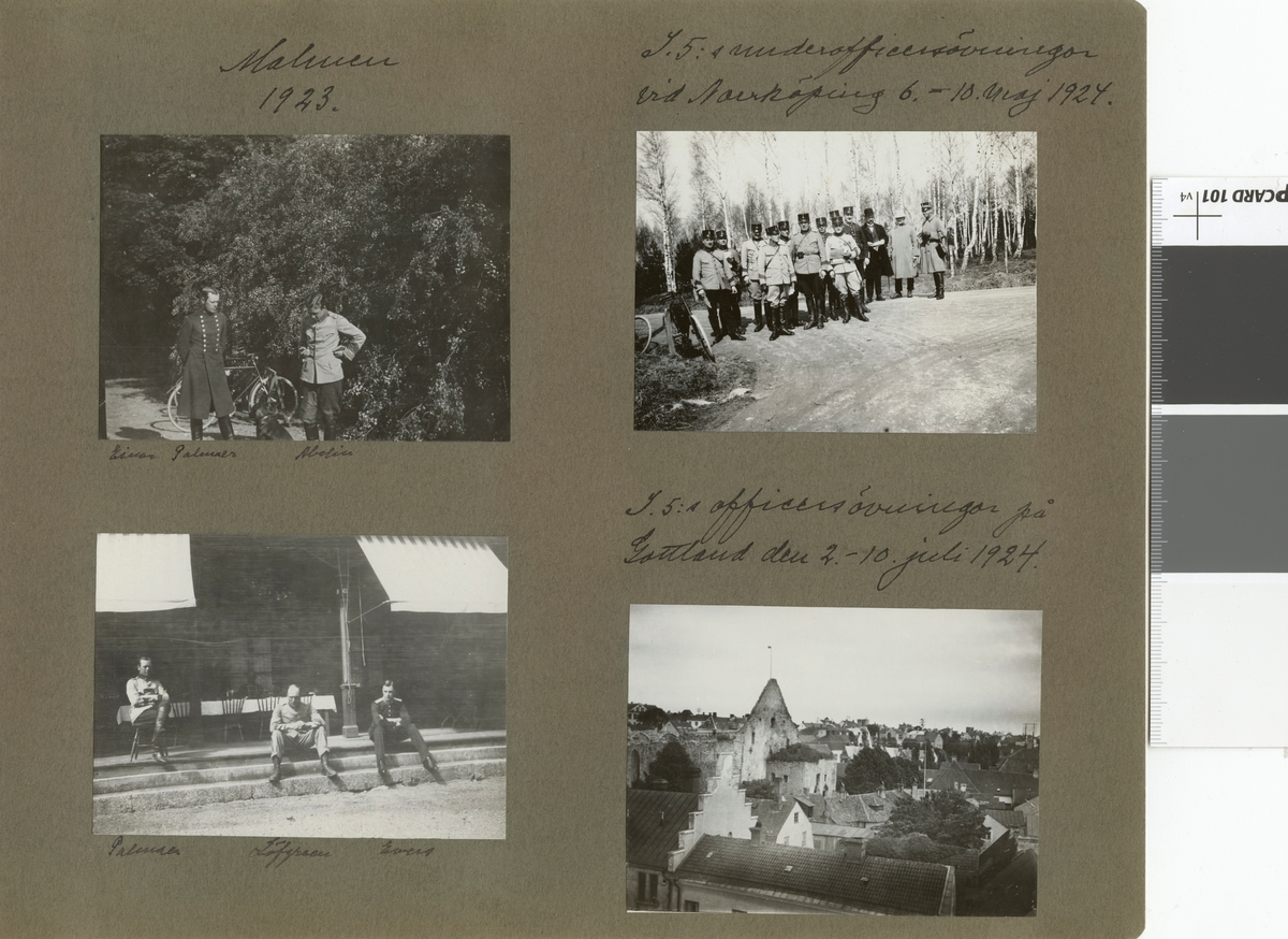 Text i fotoalbum: "I 5:s underofficersövningar vid Norrköping 6.-10. maj 1924".