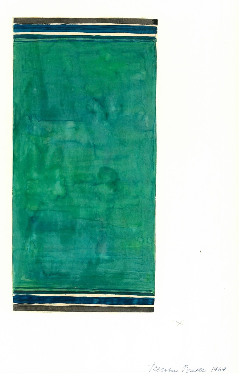 Skiss till trasmatta.
Formgivning: Kerstin Butler 1969
"Vårgrönska"