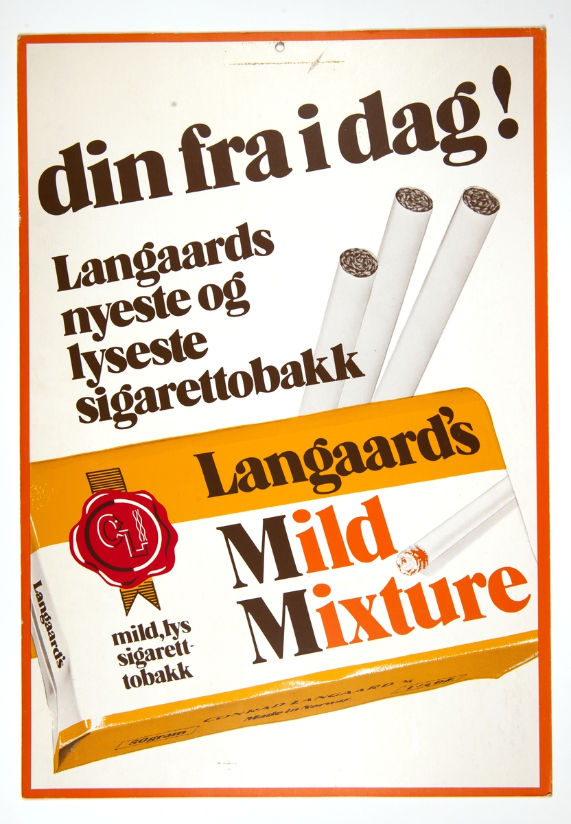 Reklameplakat for Langaards rulletobakk Mild Mixture
