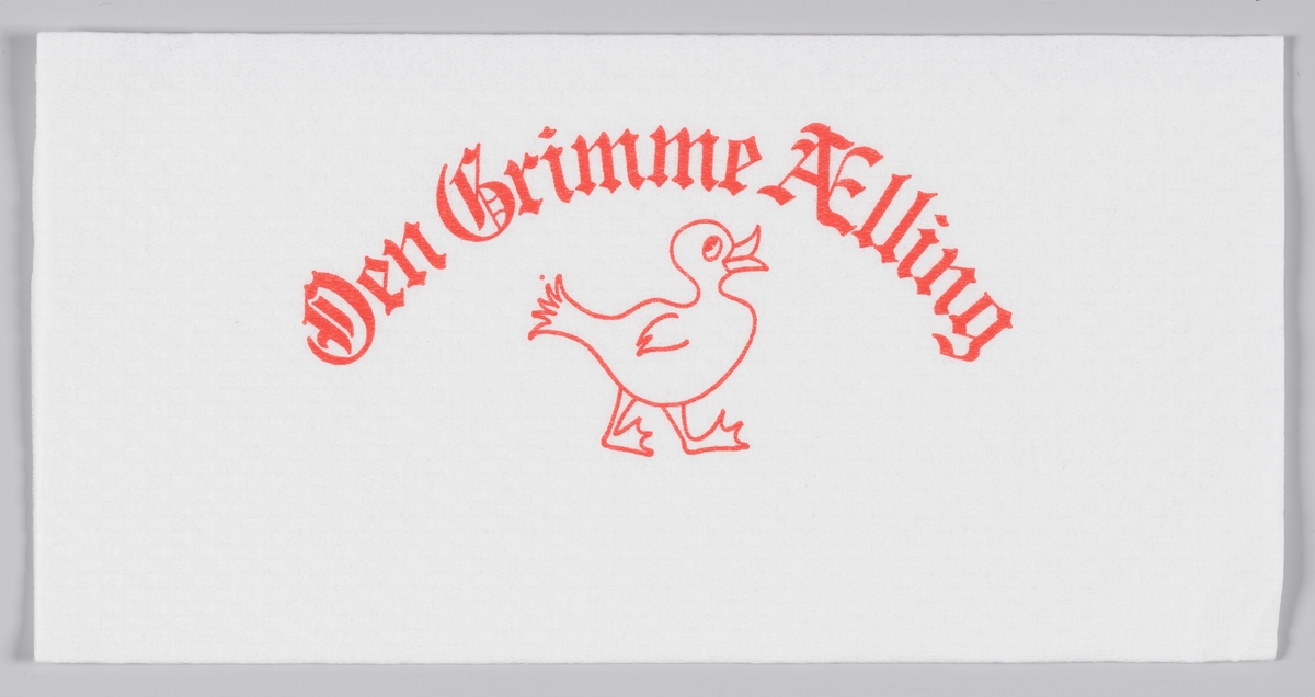 En tegning av en ælling og reklame for restaurant Den Grimme Ælling på St. Hanshaugen.

Samme reklame for Den Grimme Ælling på MIA.00007-004-0188.