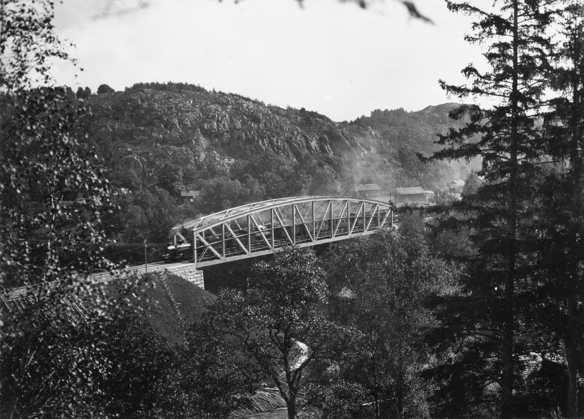 Järnvägsbro över Örekilsälven på linjen mellan Saltkällan och Munkedal.