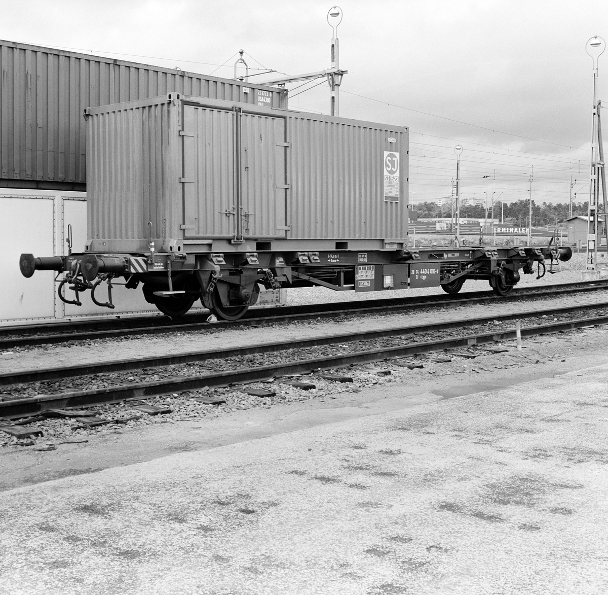 Statens Järnvägar SJ Lgjs 741 Containervagn  Årsta