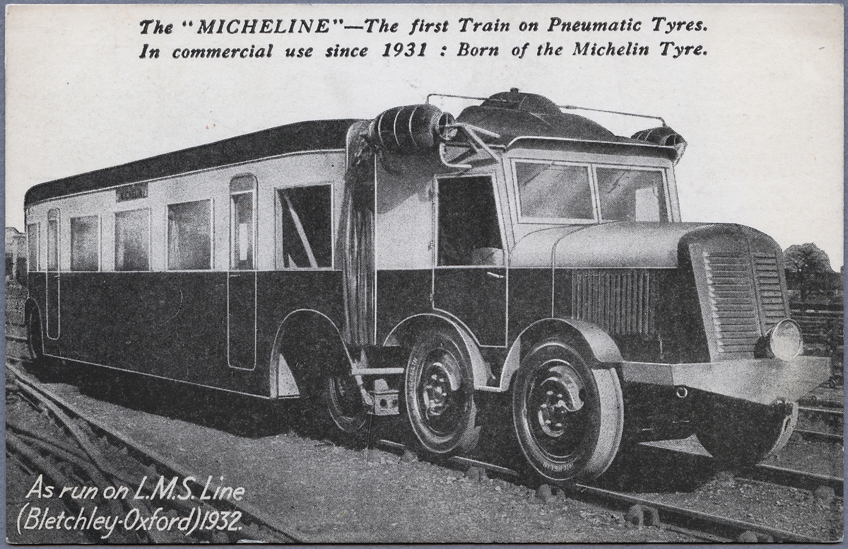 Den första tåget med däck. Midland & Scottish Railway, L.M.S. The Micheline.