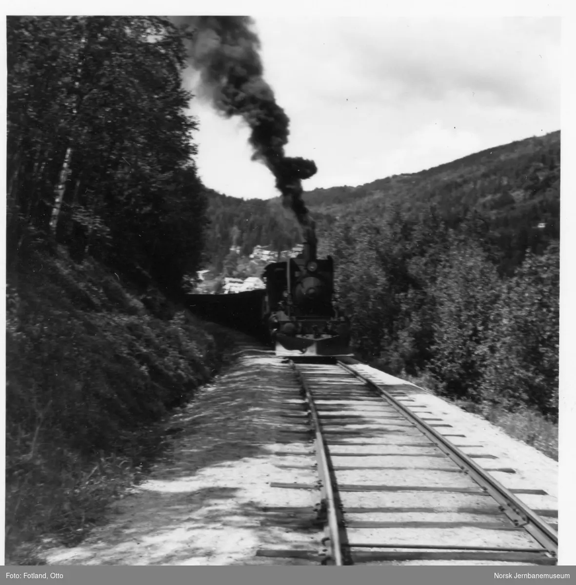 Damplokomotiv type 21e nr. 207 med pukktog på Numedalsbanen