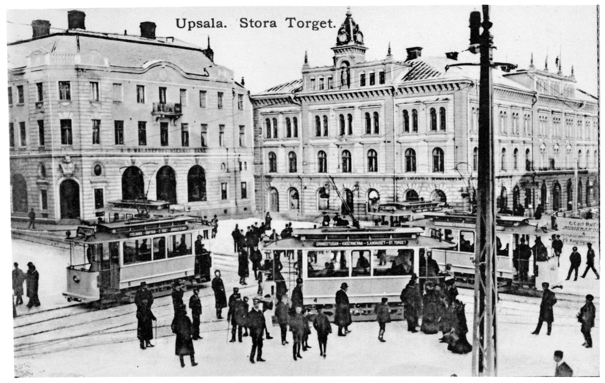 Vy över Stora Torget i Uppsala.