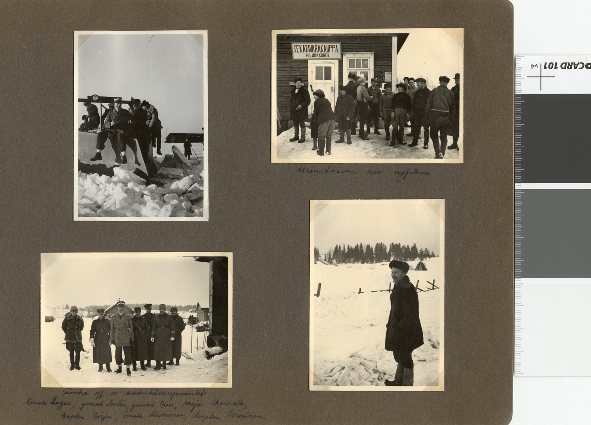 Text i fotoalbum: "Studieresa med general Alm till Finland 1.-12. mars 1939. Urinvånarna äro nyfikna."