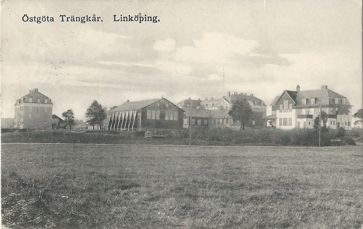 Vykort Bild från Östgöta trängkår i Linköping
trängkåren, militäranläggning, T1, 
Poststämplat 22 maj 1916
David Carlsons eftr.
