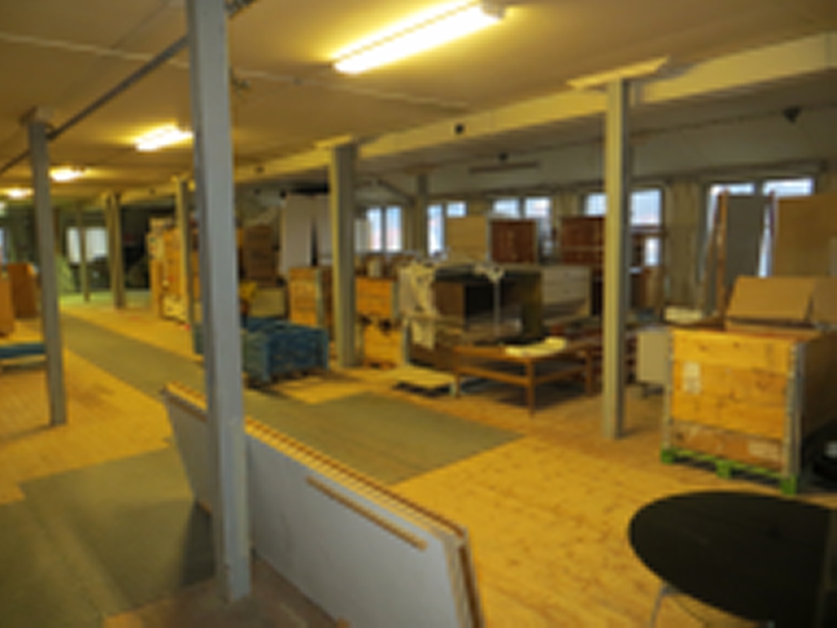 Interiör av fabriksbyggnaden som har inhyst den f.d. möbelfabriken Westbergs möbler på Fiskmåsen 13 i Tranås.