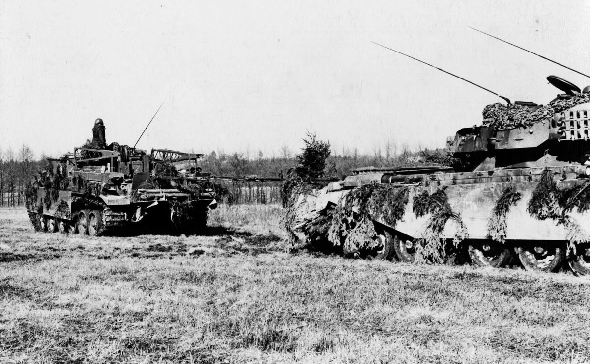 Bandbärgare 81 och stridsvagn 102

Bandbärgaren bogserar en strv på övningsfältet.