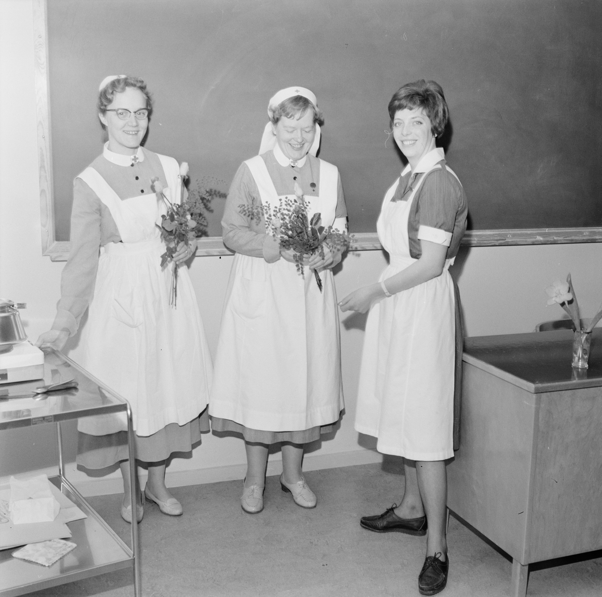 Akademiska sjukhuset, sjukvårdsbiträden efter 43 veckor, Uppsala, februari 1962