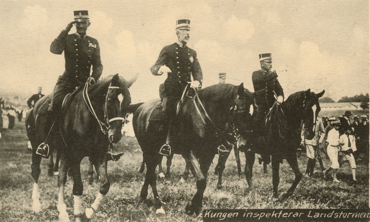 Landstormens mobilisering 1914, Gustav V inspekterar.