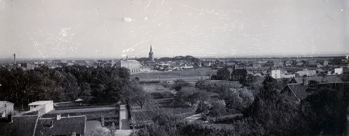 Vy av Halmstad taget från Galgberget i slutet av 1890-talet.
