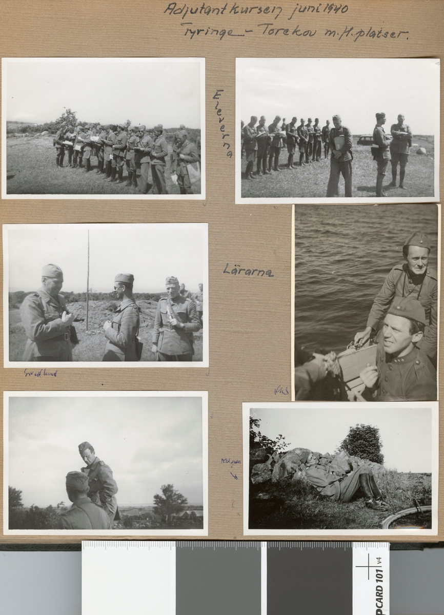Text i fotoalbum: "Adjutantkursen juni 1940. Tyringe-Torekov m. fl. platser. Eleverna".