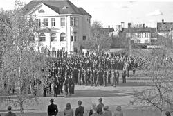 Najonal samling, hirden samlet på torget i Levanger.