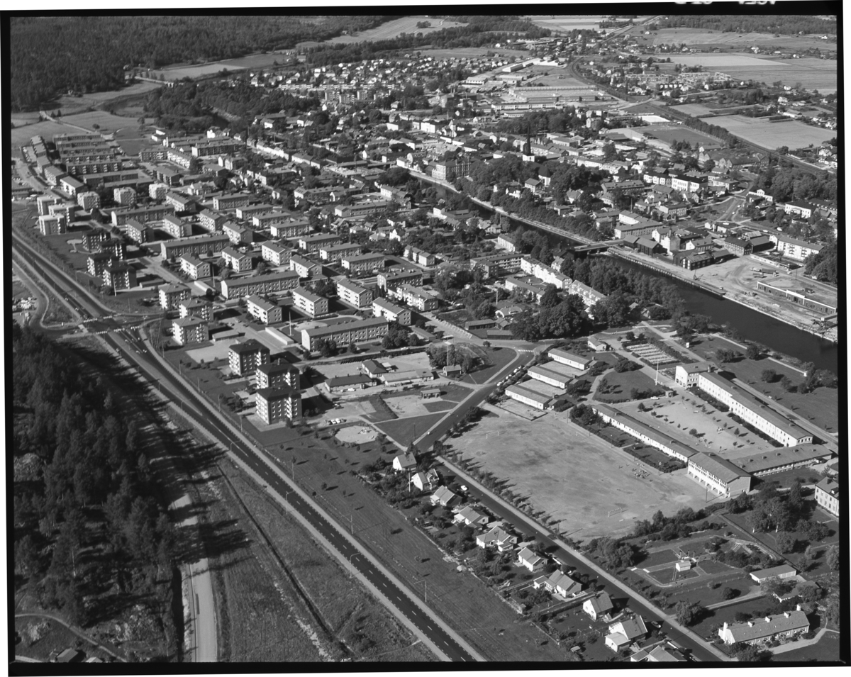 Flygfoto över centrala Arboga.