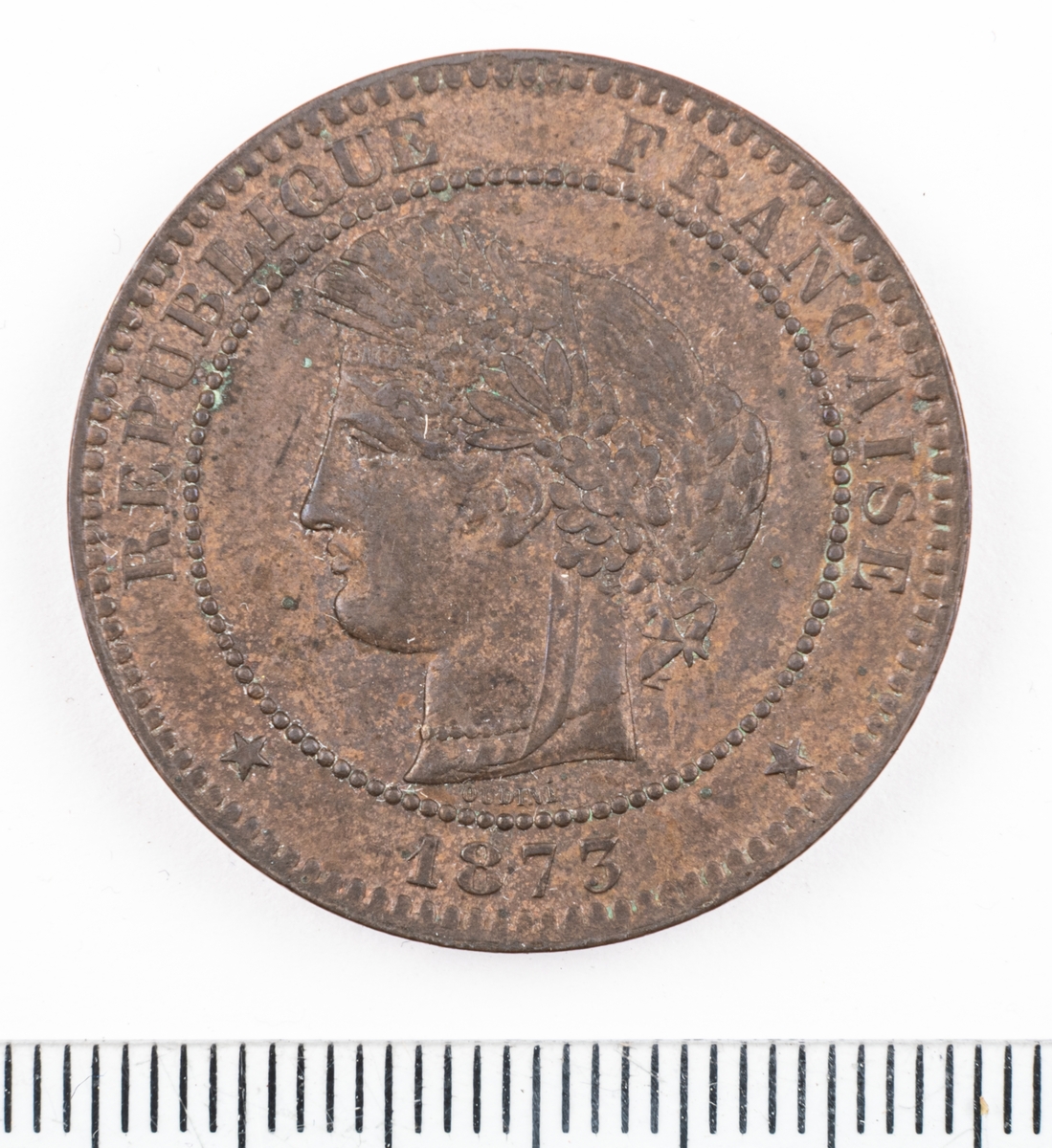 Mynt Frankrike 1873 10 Centimes.