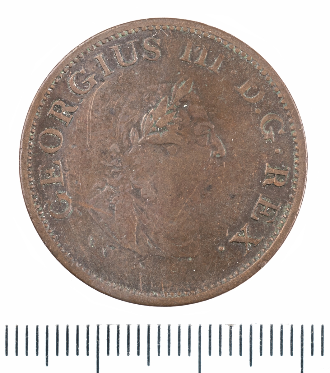 Mynt Irland 1805, ½ Penny.