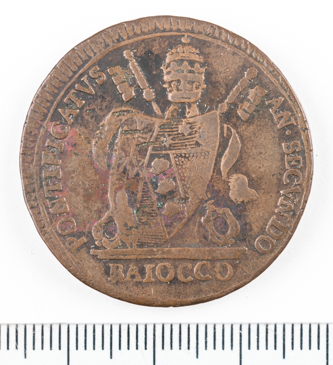 Mynt Italien 1802, 1 baiocco.
