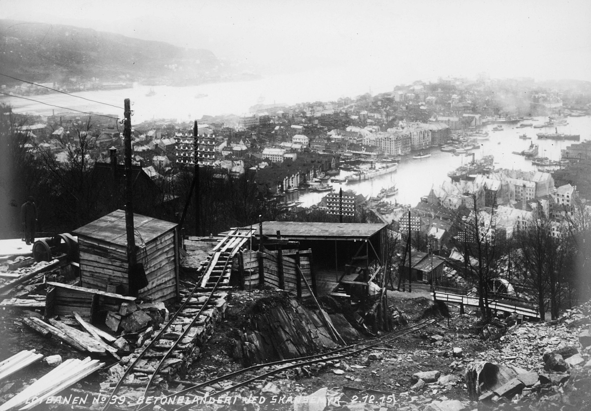 transport, tog, Bergen, Fløibanen no.39, betongblanderi ved Skansemyr