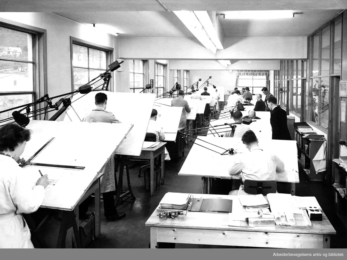 Fra tegnekontoret ved A/S Grafia, Oslo,.1945-1949