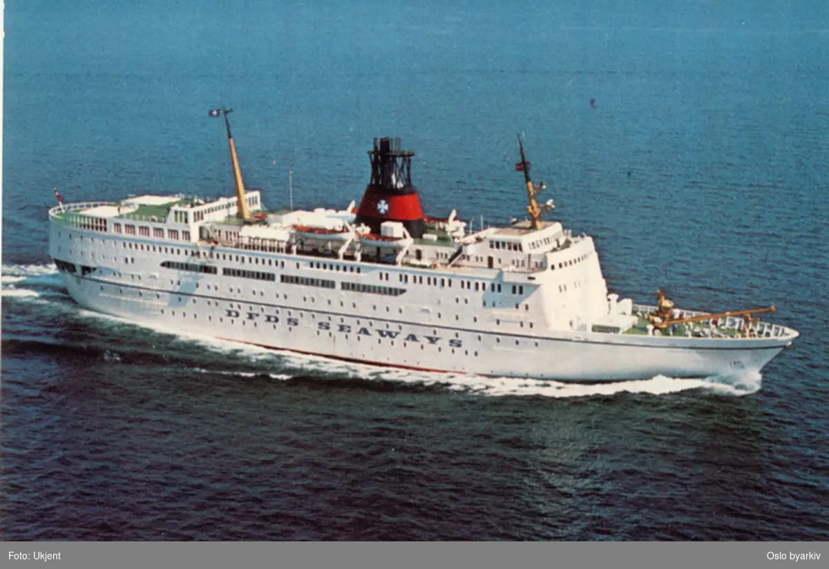 Danskebåten MS Prinsesse Margrethe, Oslo-København, rederiet DFDS. Postkort.