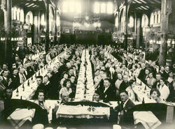 Festsal, kongress, menn, kvinner, flagg