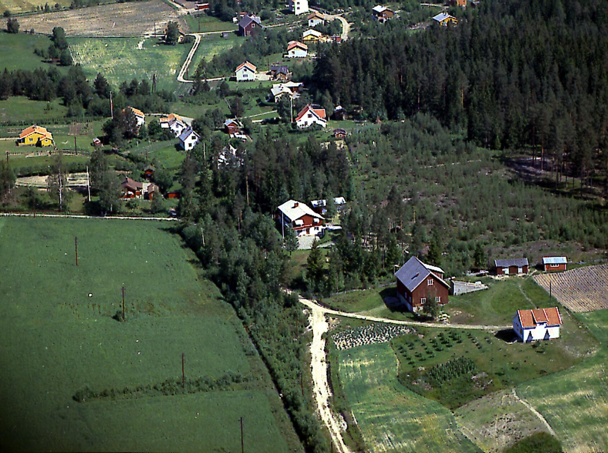 Borg (Gnr 31/211) i Fjeldsetlia. Huset nederst til høyre er i dag Kirkevegen 141. Låven og uthusene ble fjernet før 1970. Jordet til venstre er Grønmyra (som tilhørte Gaarder). Nå er dette Rudolf Raschs veg og Håvard Skibekks veg.