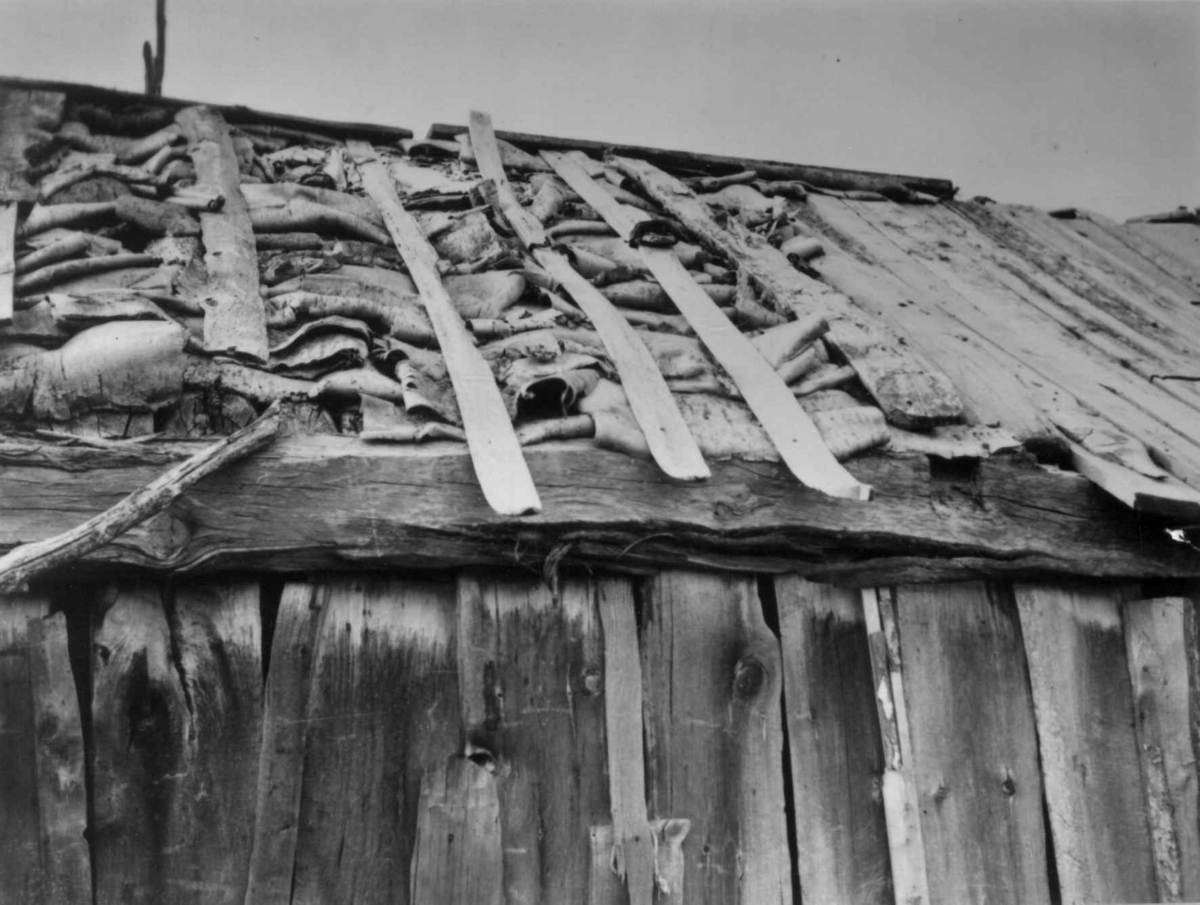 En låve til oppbevaring av fiskegarn, vevstol og annet om sommeren. Levajokgiedde 1952.