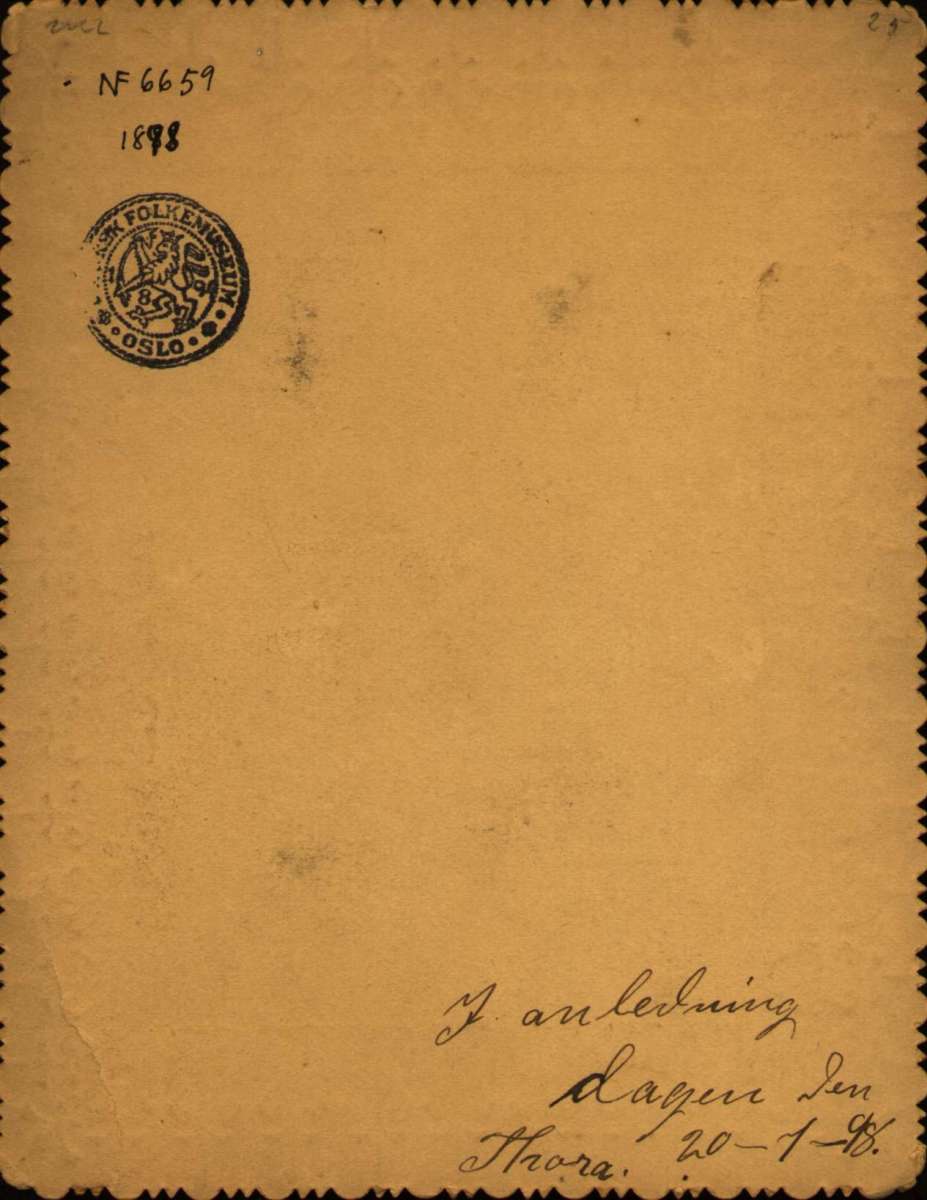 Postkort, Gratulasjonshilsen. Datert 21.01.1895.