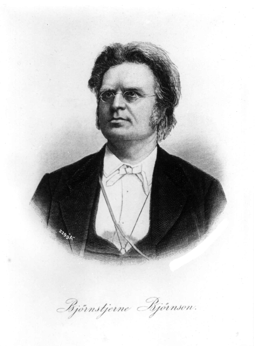 Portrett, Bjørnstjerne Bjørnson (1832-1910). Fotografi etter stålstikk.
