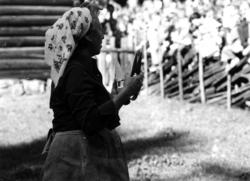 Demonstrasjon av saueklipping på Norsk Folkemuseum.  9. sept