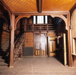 Interiør fra gården Kornhaug, rivningstruet.  Illustrasjonsb