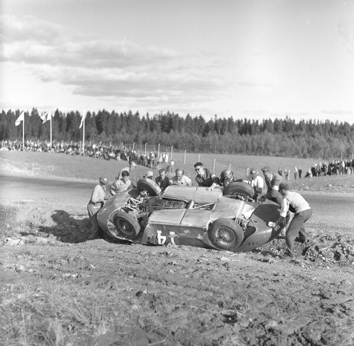 Serie bilder av Joakim Bonnier, motorsport. Kanonløpet 1958.