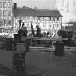 Schweigaards bru, Oslo, 19.04.1956. Anleggsarbeid. Bindingsv