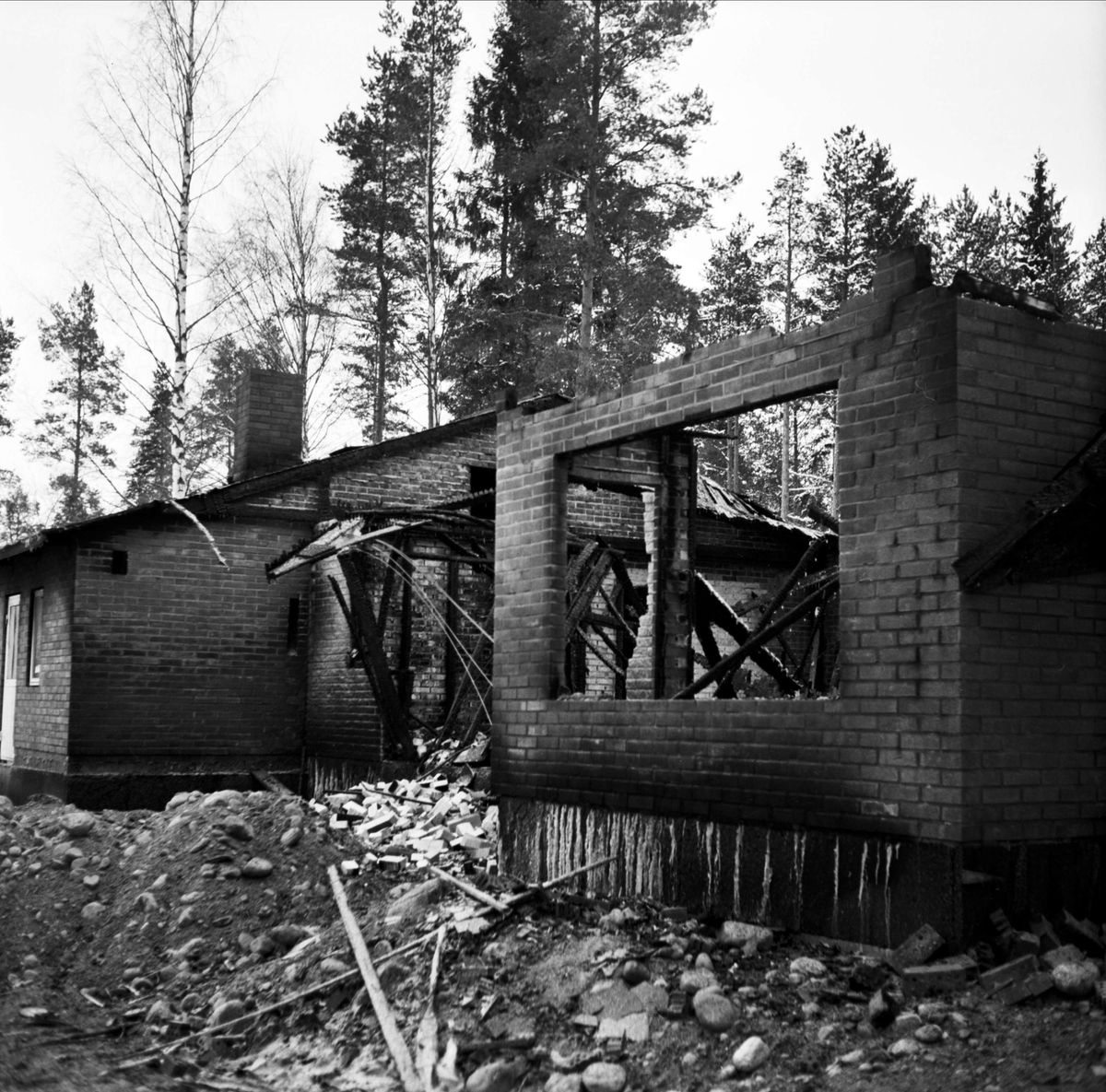 Villabrand i Mehedeby, Uppland december 1967